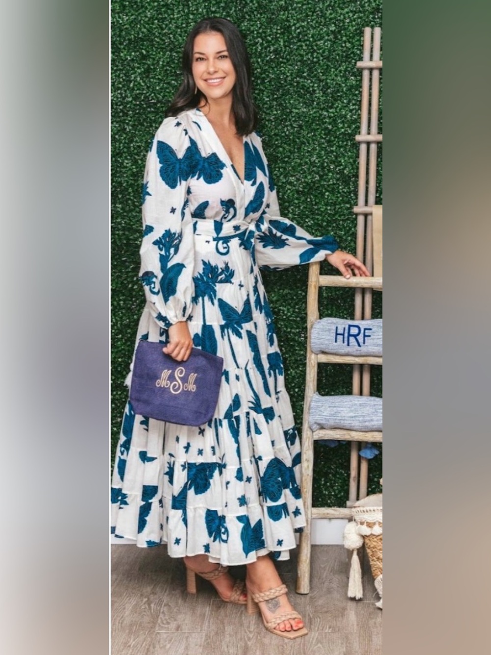 Banana Republic Wrap Midi Dress featuring beautiful butterfly print Retail $349